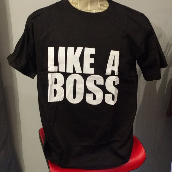 T  shirt black 100 % cotton "Like a boss" - Picture 2 of 4